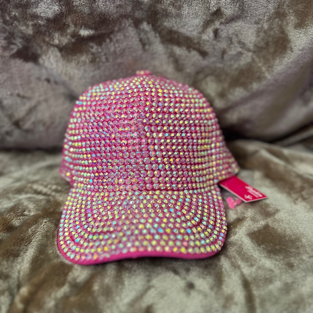Glamorous Pink Rhinestone Baseball Hat